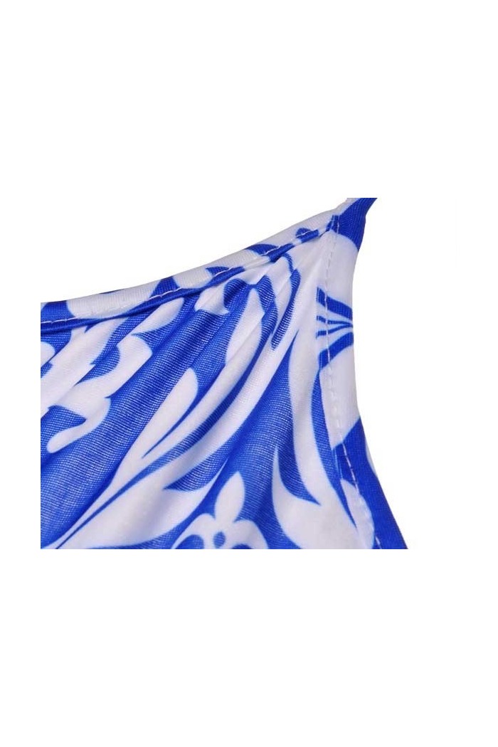 Salopeta scurta albastra cu imprimeu alb  - 5
