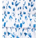 Rochie cu umerii goi, scurta, alba cu imprimeu floral albastru Parisian - 3