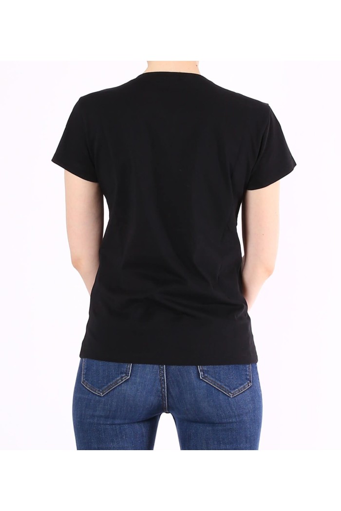 Tricou negru casual cu imprimeu fata cu funda  - 3