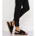 Sandale negre casual, cu barete late  - 2