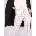 Pantaloni albi cu patrate de culoare neagra Raspberry - 2