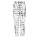 Pantaloni albi cu patrate de culoare neagra Raspberry - 6